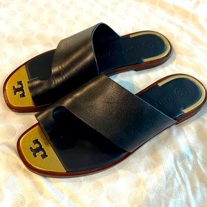 Tory Burch Black and Gold Women's Sandals
